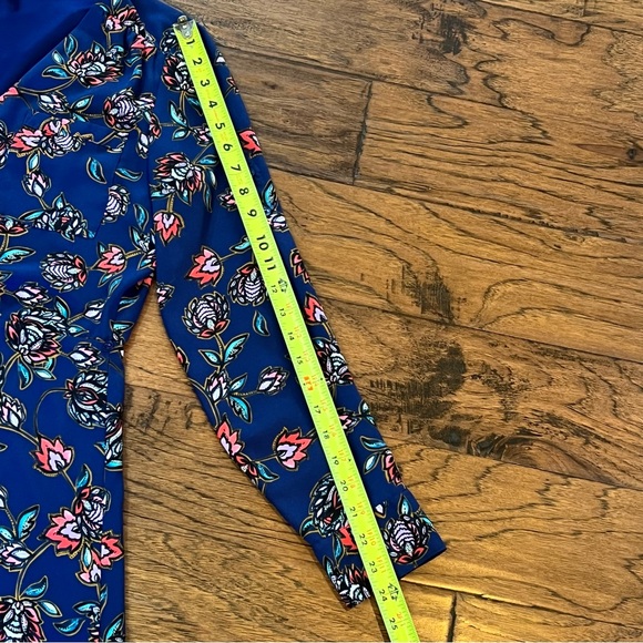 Express Maxi Dress Women's Small Blue Floral Long Roll Tab Sleeves Button Front - Picture 10 of 16